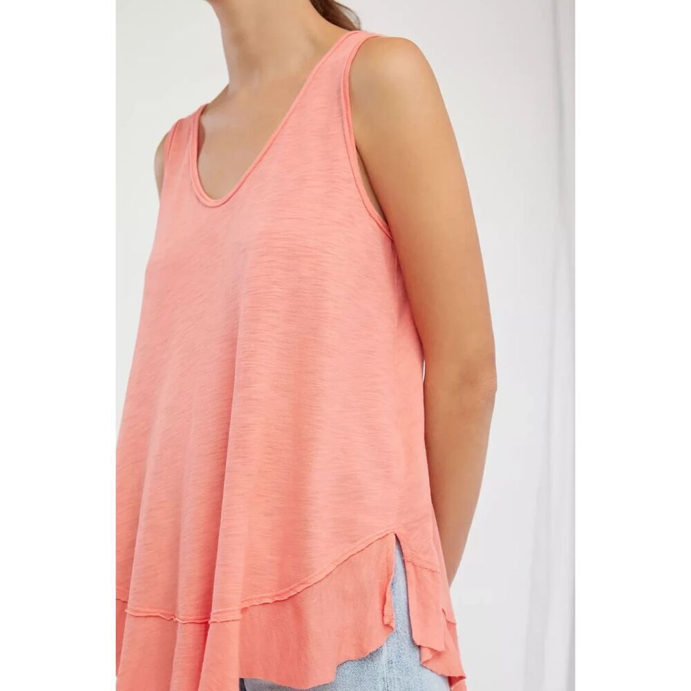 ANTHROPOLOGIE t.la Basic Orange Sleeveless Slouchy Fit Tiered Tank Top Medium